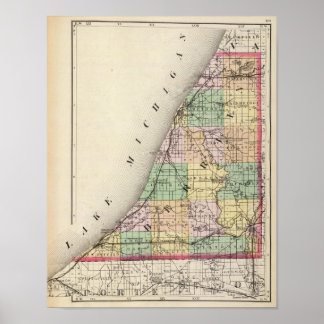 Póster Mapa del condado de Berrien, Michigan