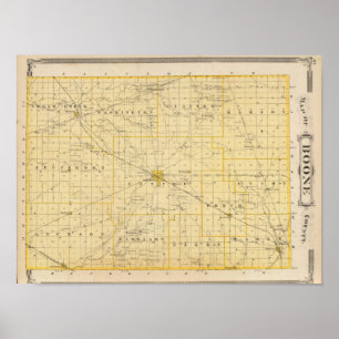 Póster Mapa del condado de Boone