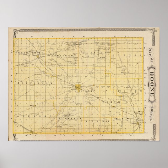 Póster Mapa del condado de Boone (Frente)