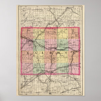 Póster Mapa del condado de Calhoun, Michigan