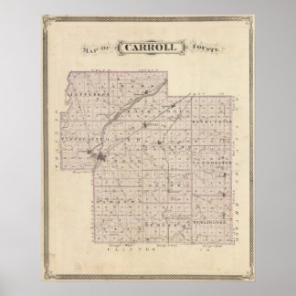 Póster Mapa del condado de Carroll