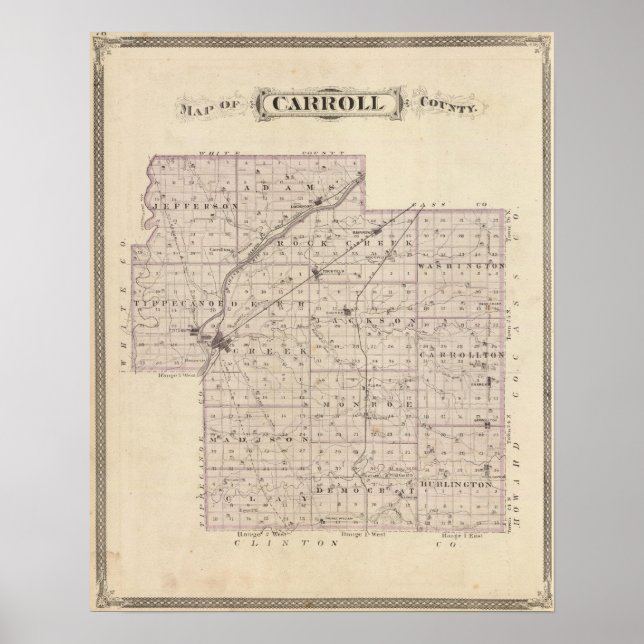 Póster Mapa del condado de Carroll (Frente)