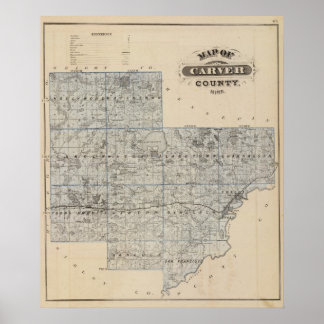 Póster Mapa del condado de Carver, Minnesota
