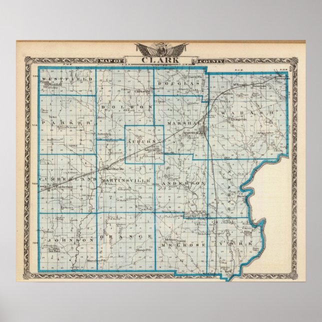 Póster Mapa del condado de Clark (Frente)