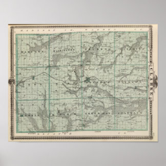 Póster Mapa del condado de Clarke, estado de Iowa