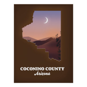 Póster Mapa del Condado de Coconino Arizona.