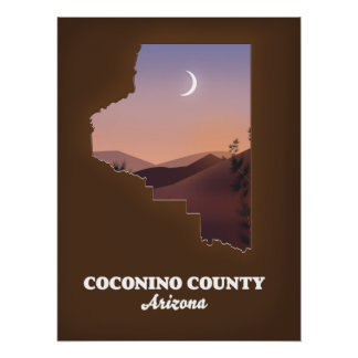 Póster Mapa del Condado de Coconino Arizona.