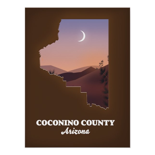 Póster Mapa del Condado de Coconino Arizona. (Anverso)