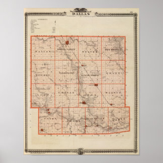 Póster Mapa del condado de Dallas, estado de Iowa
