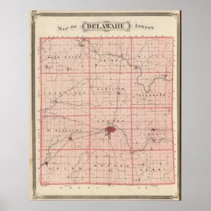 Póster Mapa del condado de Delaware