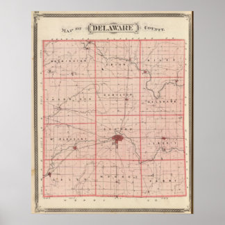 Póster Mapa del condado de Delaware