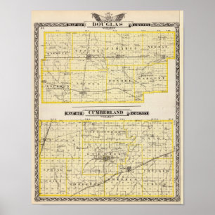 Póster Mapa del condado de Douglas