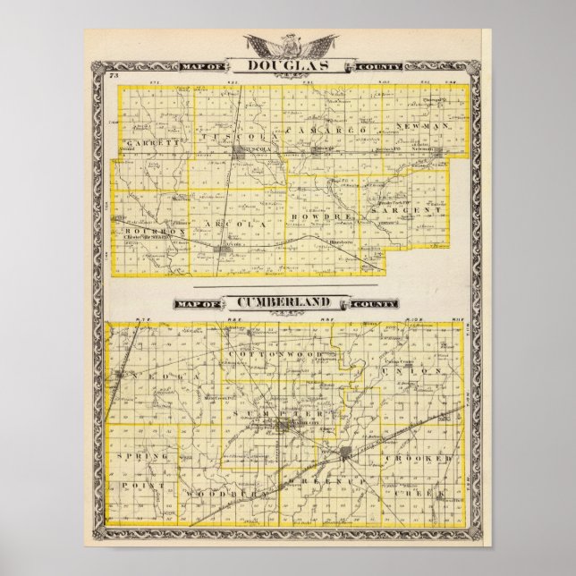 Póster Mapa del condado de Douglas (Frente)