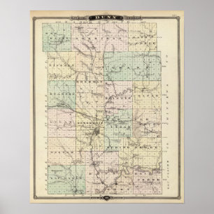 Póster Mapa del condado de Dunn, estado de Wisconsin