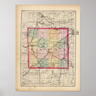 Póster Mapa del condado de Eaton, Michigan
