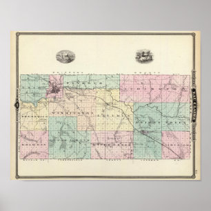 Póster Mapa del condado de Eau Claire, estado de