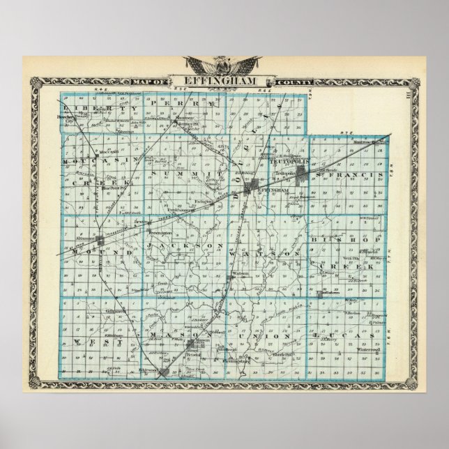 Póster Mapa del condado de Effingham (Frente)