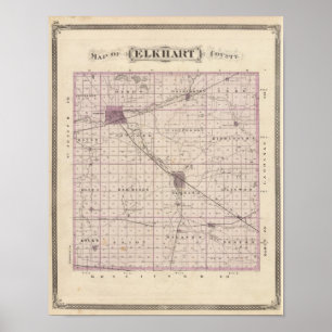 Póster Mapa del condado de Elkhart