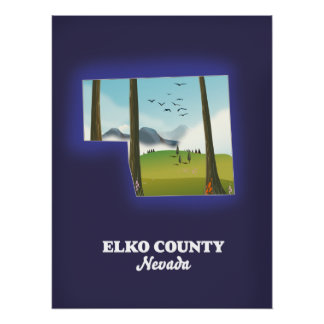 Póster Mapa del condado de Elko Nevada