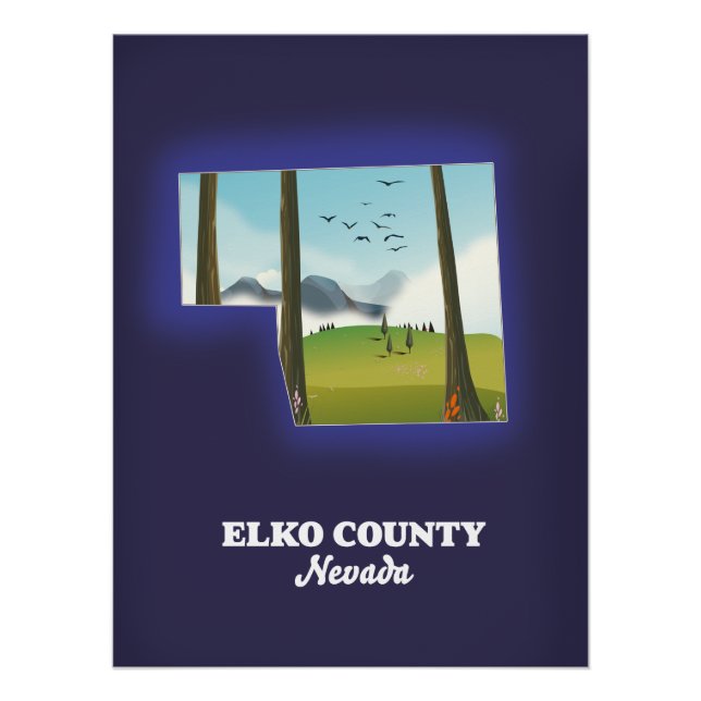 Póster Mapa del condado de Elko Nevada (Anverso)