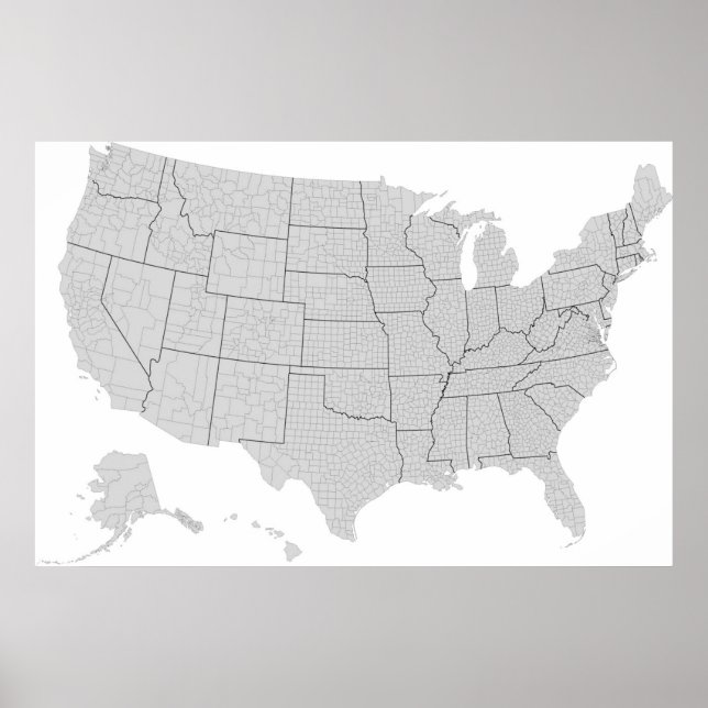 Póster Mapa del Condado de Estados Unidos (Frente)