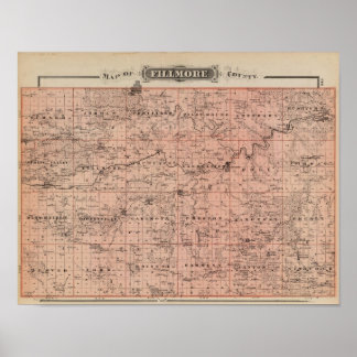 Póster Mapa del condado de Fillmore, Minnesota