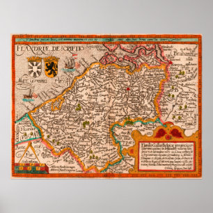 Póster Mapa del condado de Flandes (1609)