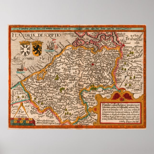 Póster Mapa del condado de Flandes (1609) (Frente)