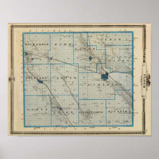Póster Mapa del condado de Floyd, estado de Iowa
