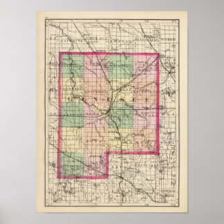 Póster Mapa del condado de Genesee, Michigan