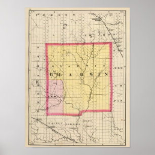 Póster Mapa del condado de Gladwin, Michigan