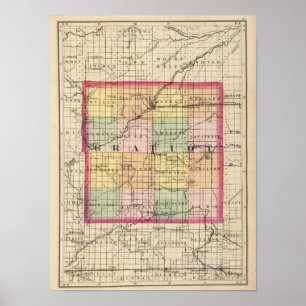 Póster Mapa del condado de Gratiot, Michigan