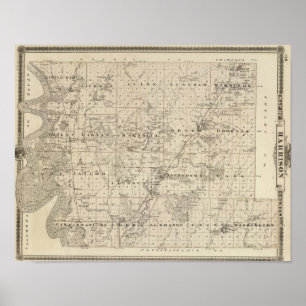Póster Mapa del condado de Harrison, estado de Iowa