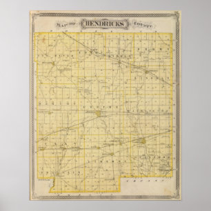 Póster Mapa del condado de Hendricks
