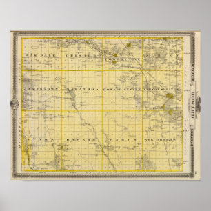 Póster Mapa del condado de Howard, estado de Iowa