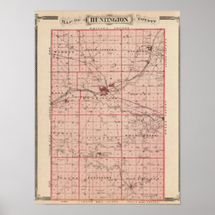 Póster Mapa del condado de Huntington