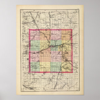 Póster Mapa del condado de Ionia, Michigan