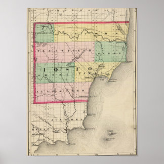 Póster Mapa del condado de Iosco, Michigan