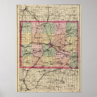 Póster Mapa del condado de Jackson, Michigan