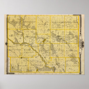 Póster Mapa del condado de Jasper, estado de Iowa