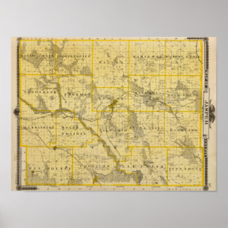 Póster Mapa del condado de Jasper, estado de Iowa