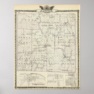 Póster Mapa del condado de Jasper, Lawrenceville