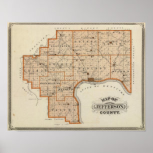 Póster Mapa del condado de Jefferson
