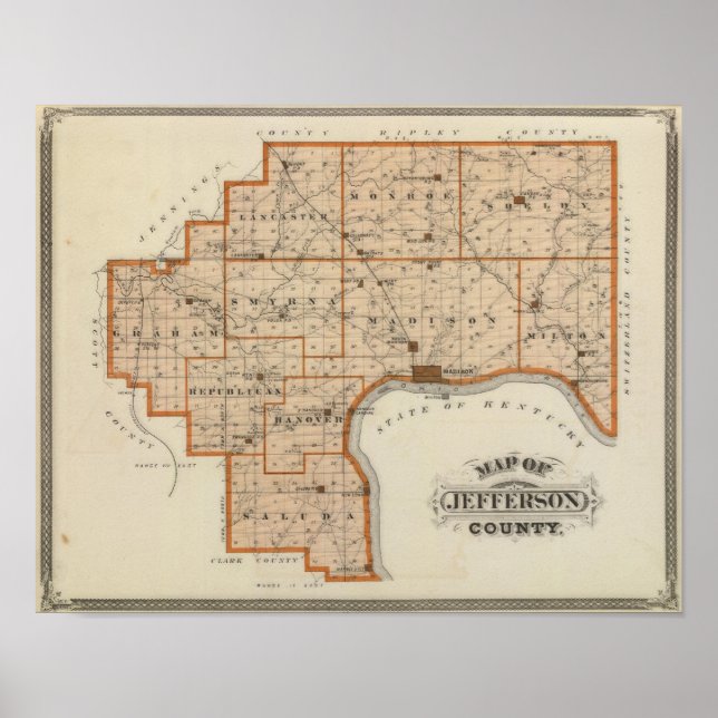 Póster Mapa del condado de Jefferson (Frente)