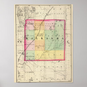Póster Mapa del condado de Kalkaska, Míchigan