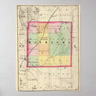 Póster Mapa del condado de Kalkaska, Míchigan