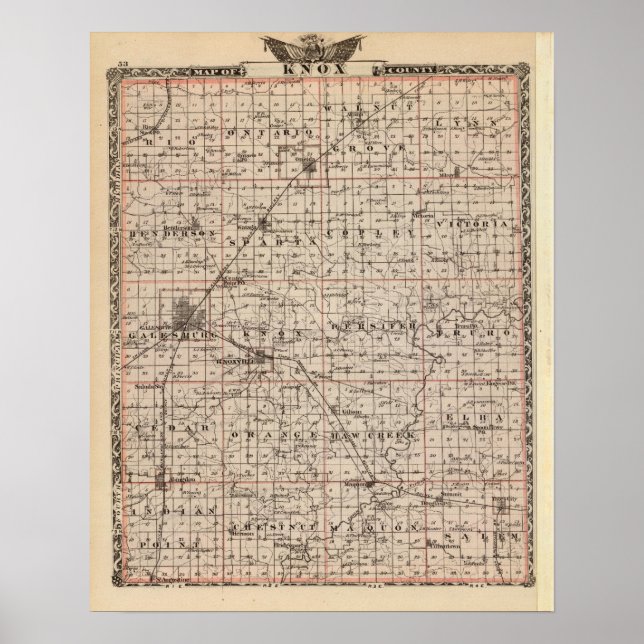Póster Mapa del condado de Knox (Frente)