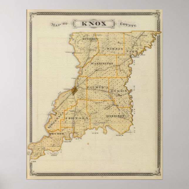 Póster Mapa del condado de Knox (Frente)