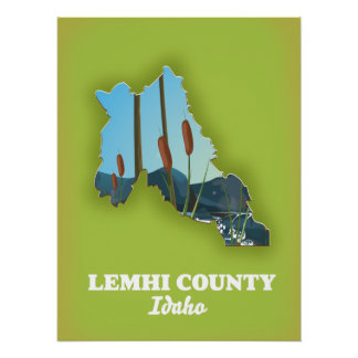 Póster Mapa del condado de Lemhi, Idaho
