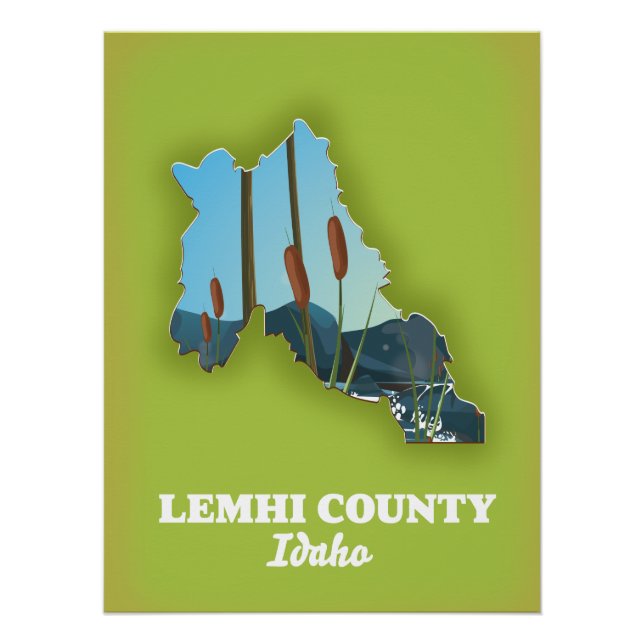Póster Mapa del condado de Lemhi, Idaho (Anverso)